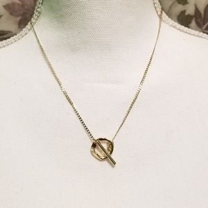 Gold Tone Circle & Bar Slider Necklace